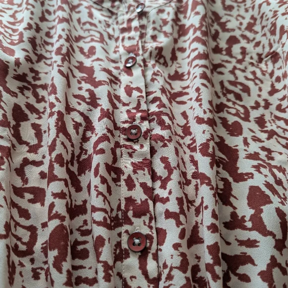 CAbi Sienna Ruffle‎ Trim Dress #5406 Rust Leopard Abstract Print  Small - Picture 6 of 9